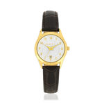 Montre femme dorée bracelet cuir marron - vue 1