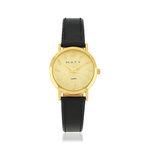 Montre femme dorée bracelet cuir noir - vue 1