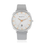 Montre homme chromée bracelet maille milanaise acier - vue 1