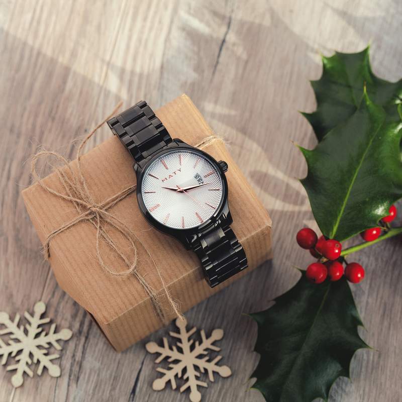 Montre MATY acier noir - vue D3