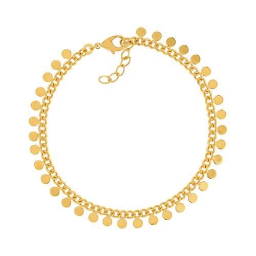 Bracelet plaqué or maille fantaisie pampilles 17,5 cm