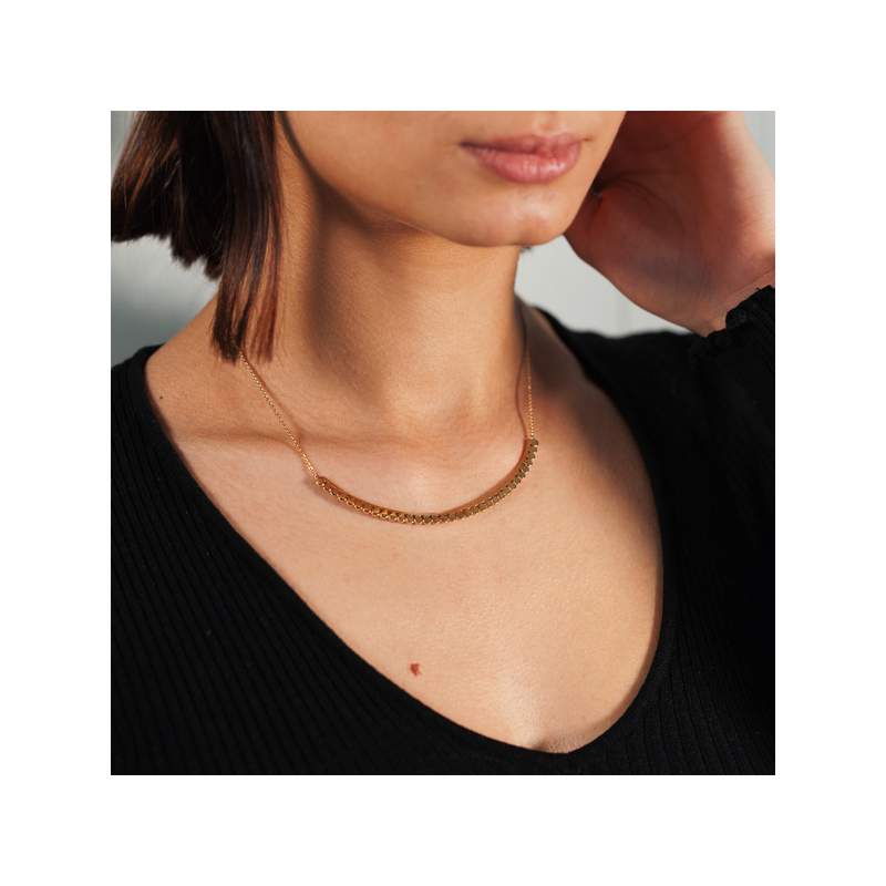 Collier plaqué or bohème pastille 43 cm - vue porté 1