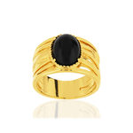 Bague plaqué or agate noire ovale - vue 1
