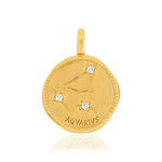 Pendentif plaqué or mat constellation zodiaque verseau zirconias - vue 1