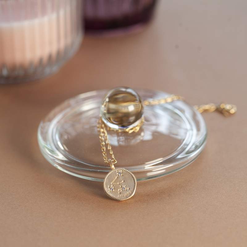 Pendentif plaqué or mat constellation zodiaque verseau zirconias - vue D3