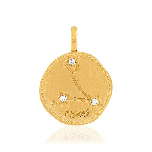 Pendentif plaqué or mat constellation zodiaque poisson zirconias