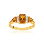 Bague or 375 2 tons citrines et diamants - vue 1