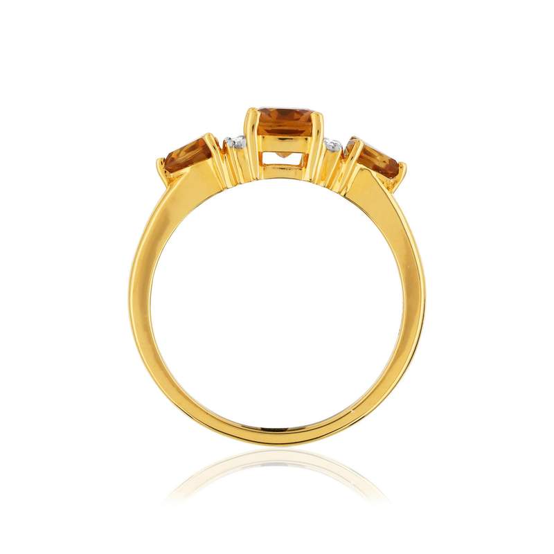 Bague or 375 2 tons citrines et diamants - vue 2