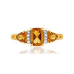 Bague or 375 2 tons citrines et diamants - vue 3