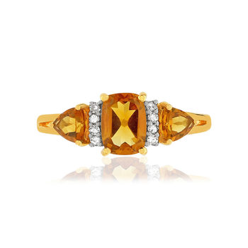 Bague or 375 2 tons citrines et diamants
