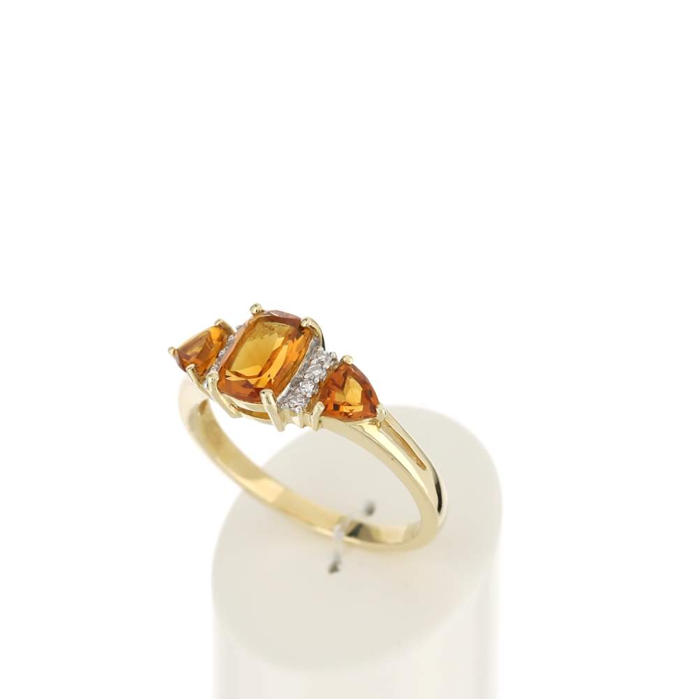 Bague or 375 2 tons citrines et diamants - vue 3