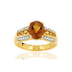 Bague or 375 2 tons citrines et diamants - vue 1