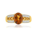Bague or 375 2 tons citrines et diamants - vue 3