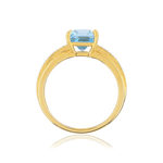 Bague 2 ors 375 topaze bleue rectangulaire et diamants - vue 2