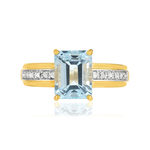 Bague 2 ors 375 topaze bleue rectangulaire et diamants - vue 3