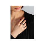 Bague 2 ors 375 topaze bleue rectangulaire et diamants - vue porté 1