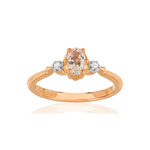 Bague or 375 2 tons morganite ovale et diamants - vue 1
