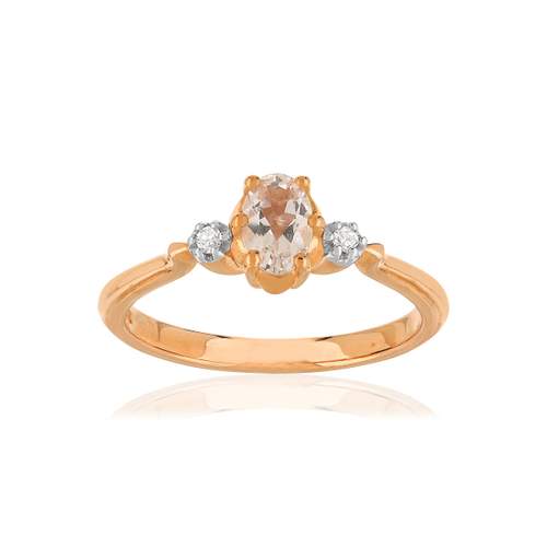 Bague or 375 2 tons morganite ovale et diamants