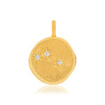 Pendentif plaqué or zodiaque taureau zirconias - vue 1