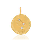 Pendentif plaqué or zodiaque gémeaux zirconias - vue 1
