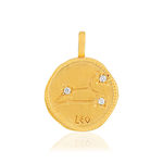 Pendentif plaqué or zodiaque lion zirconias - vue 1