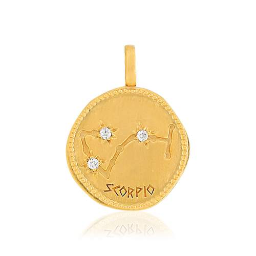 Pendentif plaqué or zodiaque scorpion zirconias