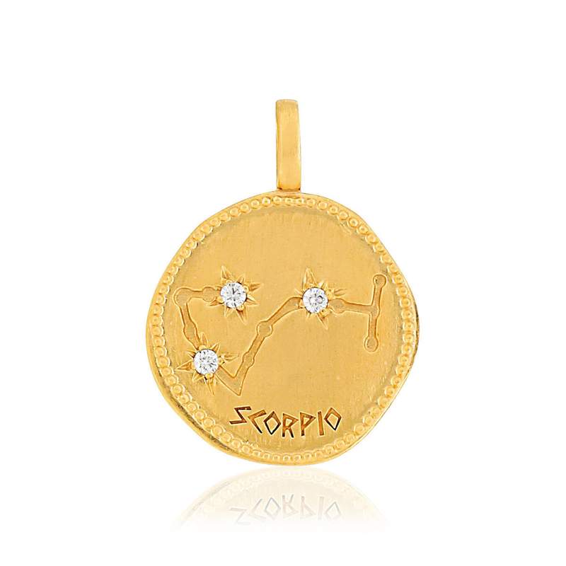 Pendentif plaqué or zodiaque scorpion zirconias - vue 1