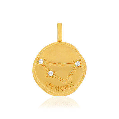 Pendentif plaqué or zodiaque capricorne zirconias - vue 1