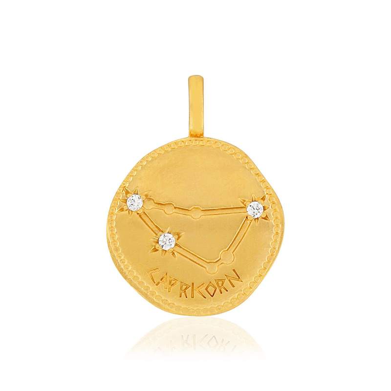 Pendentif plaqué or zodiaque capricorne zirconias - vue 1