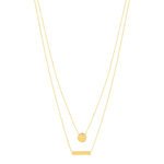 Collier plaqué or double rang médailles ronde et rectangle 45 cm - vue 2