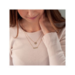 Collier plaqué or double rang médailles ronde et rectangle 45 cm - vue porté 2