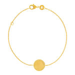 Bracelet plaqué or médaille ronde personnalisable 18 cm - vue 1