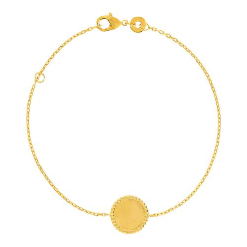 Bracelet plaqué or médaille ronde personnalisable 18 cm