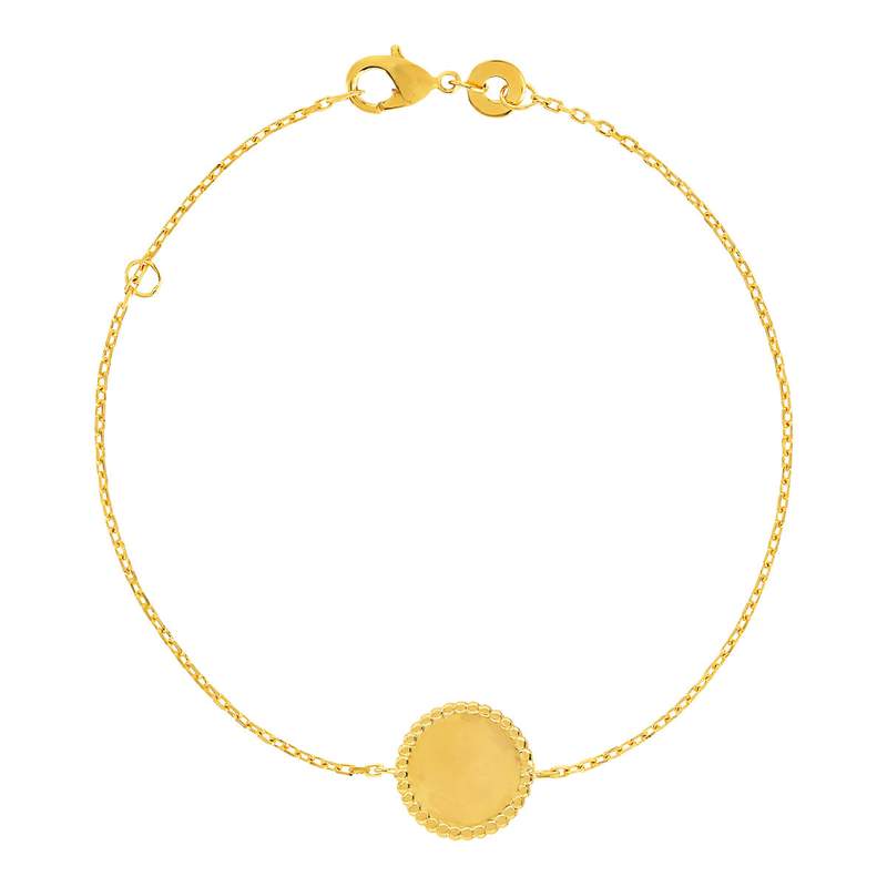 Bracelet plaqué or médaille ronde personnalisable 18 cm - vue 1
