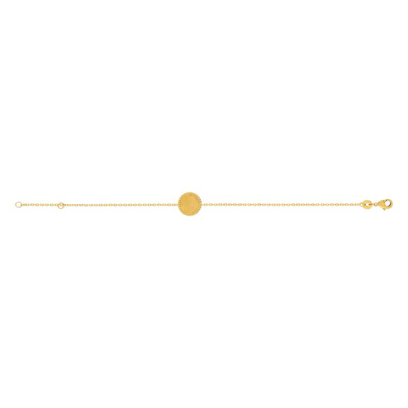 Bracelet plaqué or médaille ronde personnalisable 18 cm - vue 2