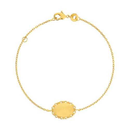 Bracelet plaqué or médaille ovale personnalisable 18 cm