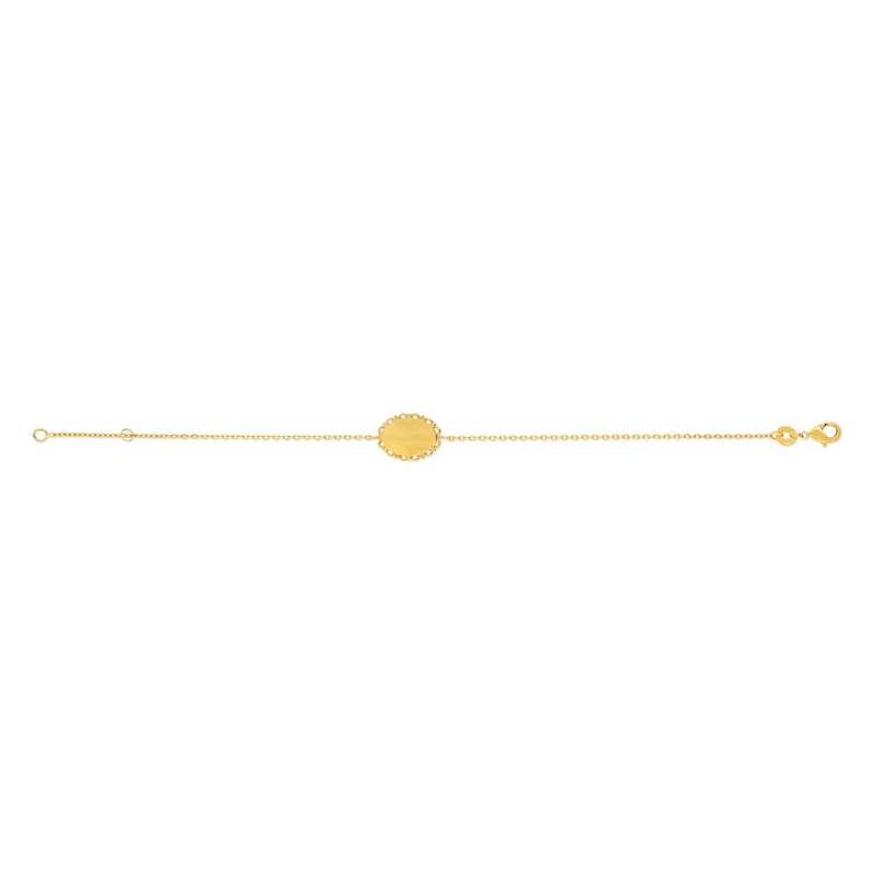 Bracelet plaqué or médaille ovale personnalisable 18 cm - vue 2