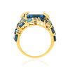 Ring van 750 geelgoud met vlinders van London Blue en Swiss Blue behandelde topaas en diamanten - afbeelding V2