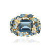 Bague or jaune 750 papillons topazes London Blue et Swiss Blue et diamants - vue V3