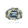 Ring van 750 geelgoud met vlinders van London Blue en Swiss Blue behandelde topaas en diamanten - afbeelding V3