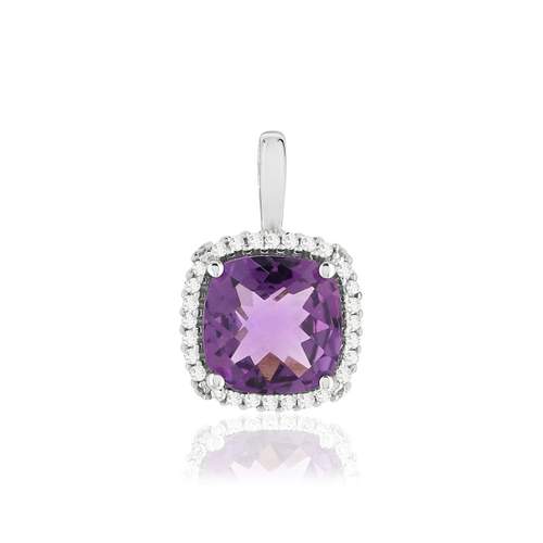 375 white gold amethyst and diamonds pendant