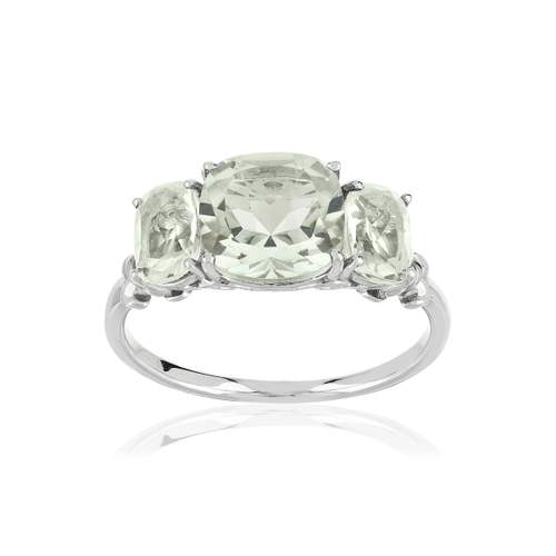Bague or 375 blanc quartz verts