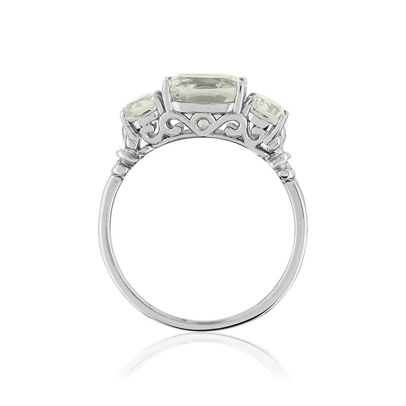 Bague or 375 blanc quartz verts - vue 2