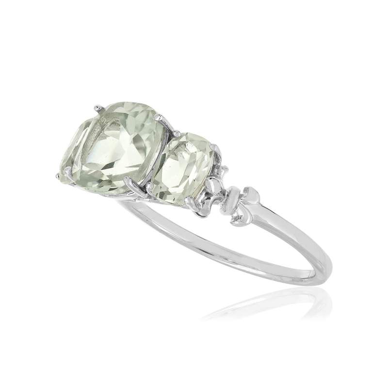 Bague or 375 blanc quartz verts - vue D1