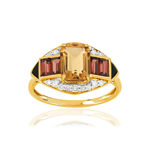 Bague or 375 2 tons pierres fines, diamants et laque - vue 1