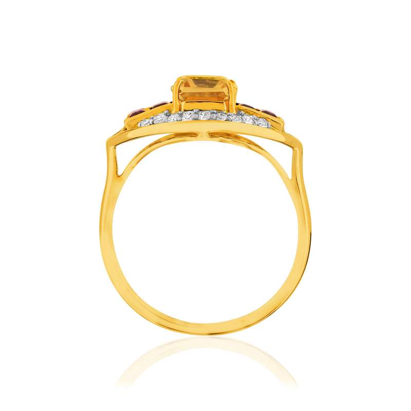 Bague or 375 2 tons pierres fines, diamants et laque - vue 2