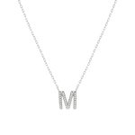 Collier or 375 blanc initiale diamants 42 cm - vue 1