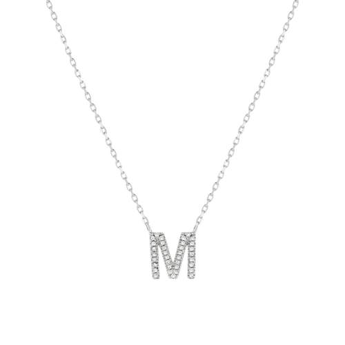 Collier or 375 blanc initiale diamants 42 cm