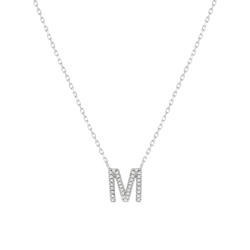 Collier or 375 blanc initiale diamants 42 cm - vue 1