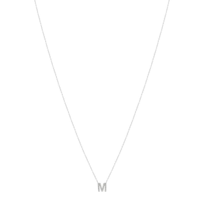 Collier or 375 blanc initiale diamants 42 cm - vue 2